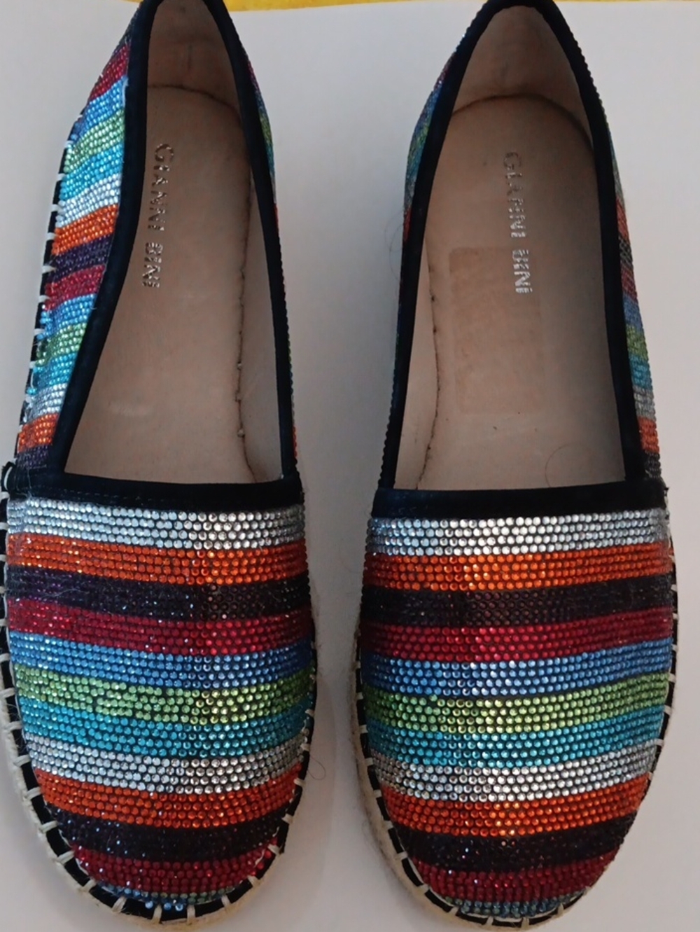 Gianni Bini Rainbow Sequin Striped Espadrille Flats